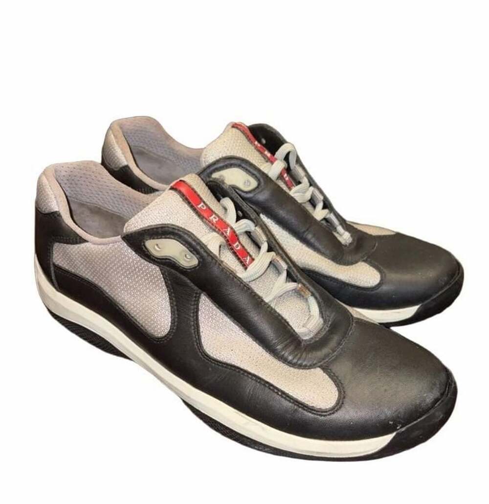 Prada Sport America’s Cup PS0906 Men’s US 10 UK 9 Black Silver Leather Sneakers